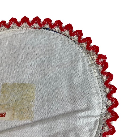 Vintage Australian Folk Art Cottagecore Needlepoint Thin Hot Pad Doily 7” Circle - Picture 11 of 11
